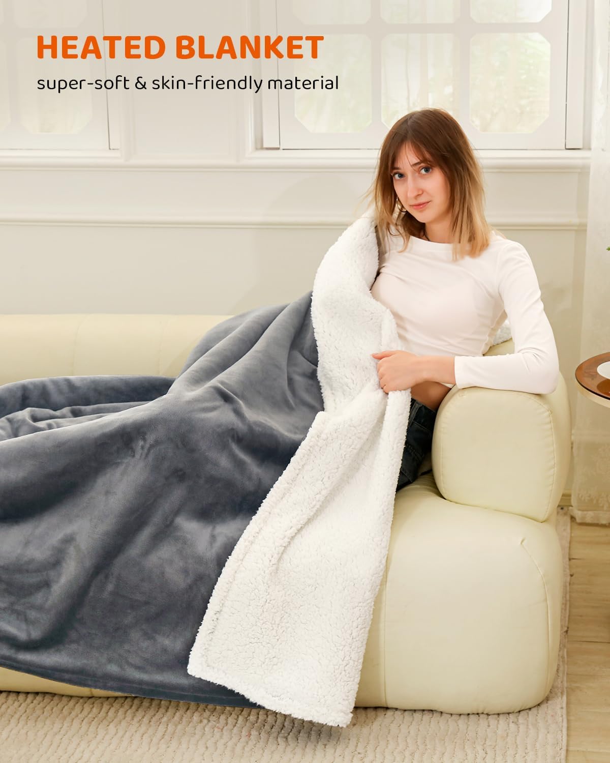 Heated Blanket Electric Blanket Twin Size, Super Soft Cozy Upgraded Flannel Heating Blanket with 9 Heating Levels & 1-9 Hours Auto Off, Fast Heating & Overheat Protection, 62" x 84", Iron Gray - Image 2