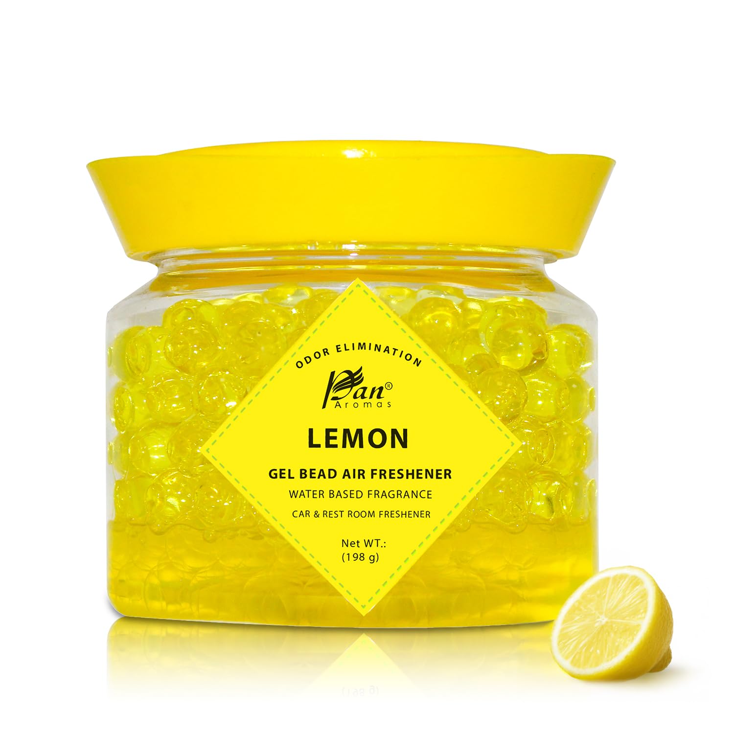Pan Aromas - Gel Beads Air Freshener with Lemon Fragrance - 7Oz (198 G)| Long Lasting Room Fresheners for Bedroom, Home, Bathroom, Office| Water Based Fragrance Up to 30 Days