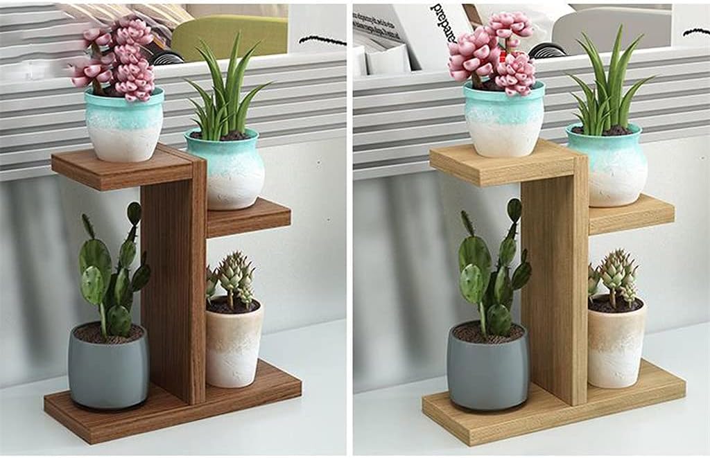 Flower Rack Stand Wooden Plant Shelves Balcony Multi-layer Floor Bracket Display Bonsai Indoor(white-Patch five-pointed star4)