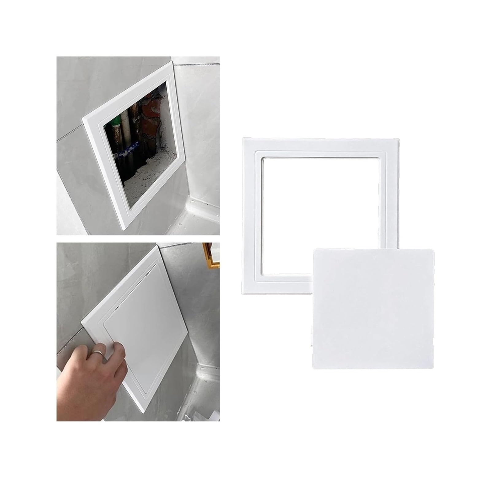 WEKONUMEX Inspection Hatch Revision Door, Plastic Self Adhesive Access Panel For Drywall White 125-445mm For Cables Wiring(325x325mm/12.8x12.8in)