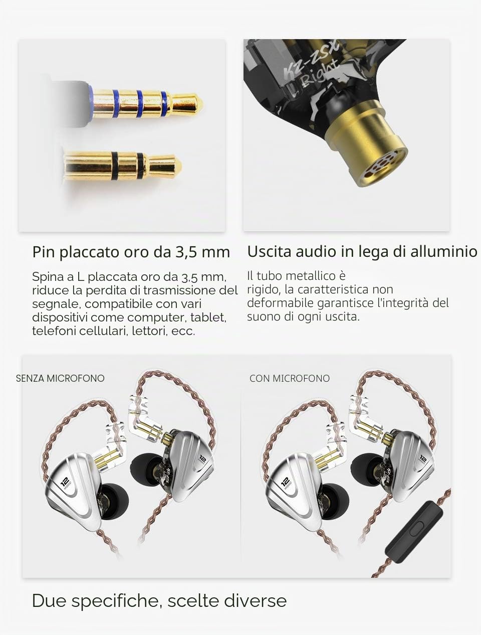 Yinyoo KZ ZSX In Ear Monitor Cuffie Auricolari di Alta Qualit¨¤ 5BA 1DD Auricolari ZSX 5 Armatura Bilanciata 1 Dynamisch Cuffie(Viola, con microfono)