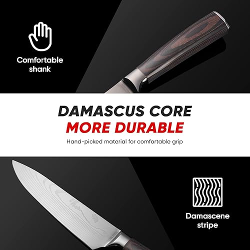Miniatura 7 de XXV Cuchillo de chef de 8 pulgadas, cuchillo de cocina afilado de acero inoxidable de alto carbono con mango ergonómico con afilador de cuchillos,