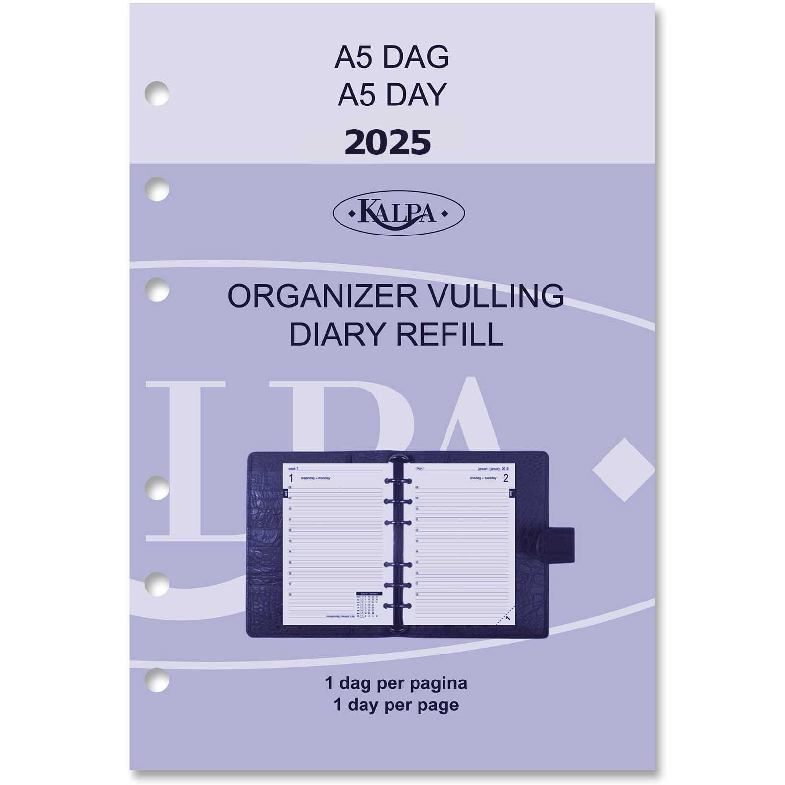 Personal Ring Binder Calendar Inserts Daily NL EN 2024