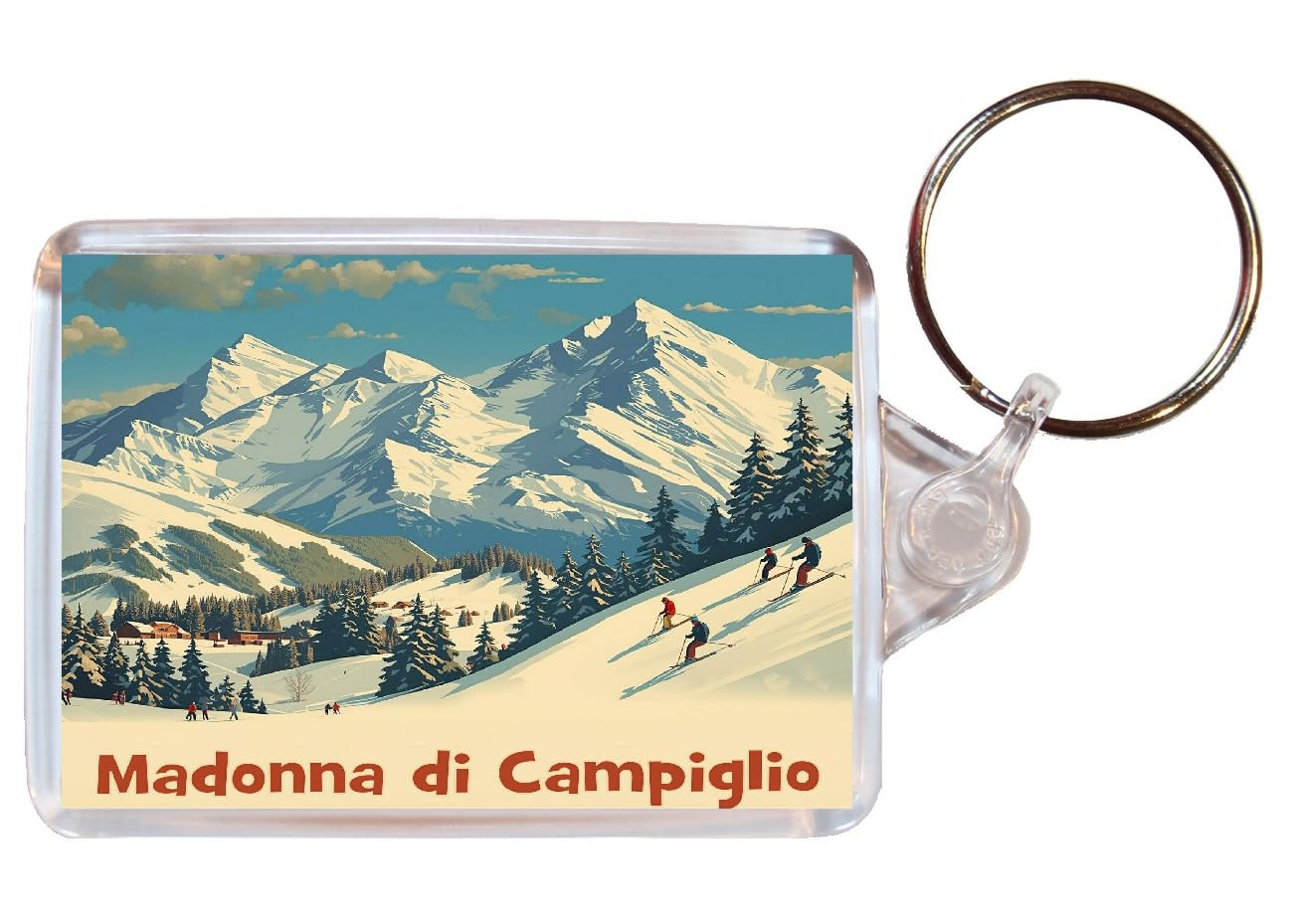 Baked Bean Store Multicolor Madonna Di Campiglio - Italy - Double Sided Keyring Artistic Bbskey194
