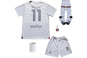IIn Kids AC Milan Christian Pulisic 11 Jersey Kit Youth Sweatwear Youth Sportswear Socks Set