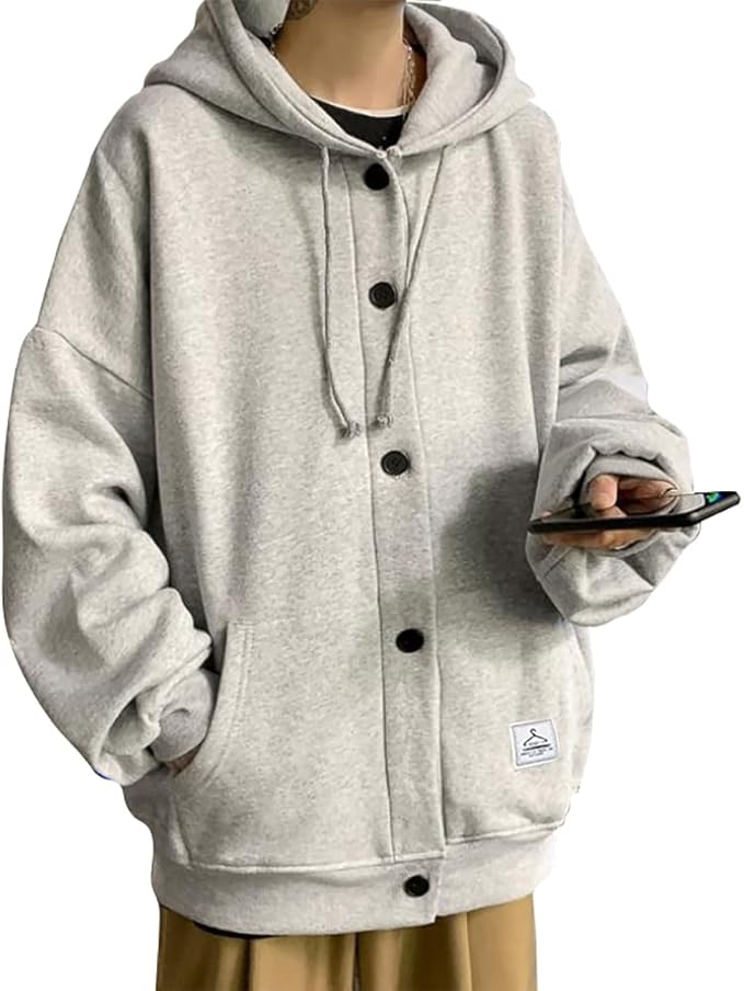 Amazon Co Jp パーカー メンズ アウター スウェット コート フード付 無地 トップス ビッグシルエット スポーティー ボタンダウンコート 裏起毛 カジュアル ゆったり 長袖 厚手 防風 ポケット おしゃれ 綿 防寒 春 秋 冬 服 大きいサイズ アウトドア M 4xl 服