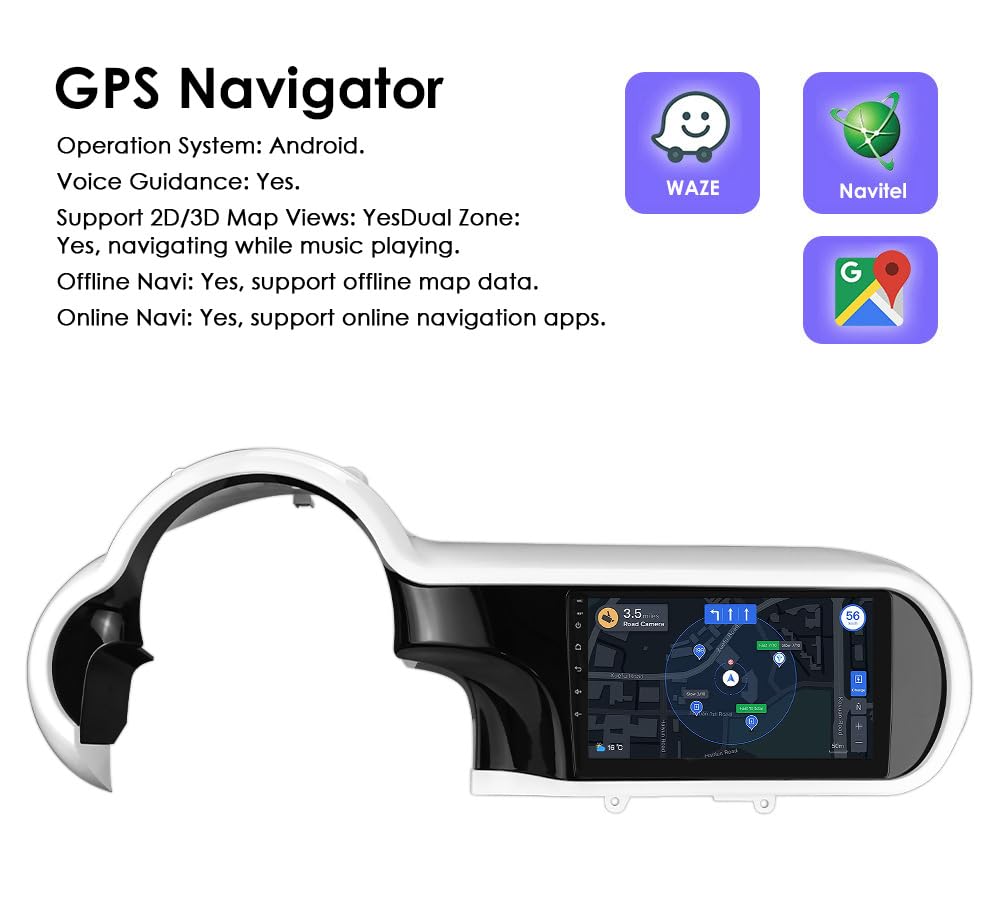 Ossuret Radio samochodowe do Renault Twingo Ill (2014-2024), 9 cali Android 13 ekran dotykowy 2+32 GB GPS nawigacja z Carplay Android Auto WiFi Bluetooth USB sterowanie kierownicą