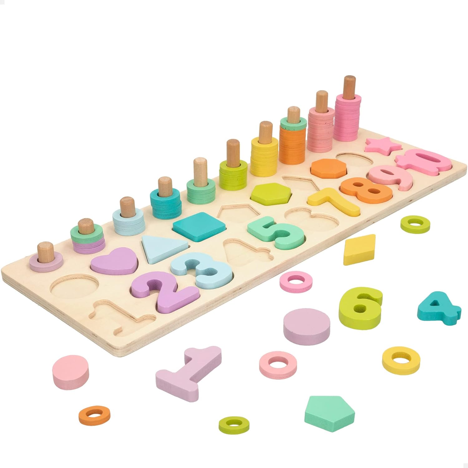 ColorBaby WOOMAX 49368 - Woomax-Puzzle Madera numeros y Formas +24m