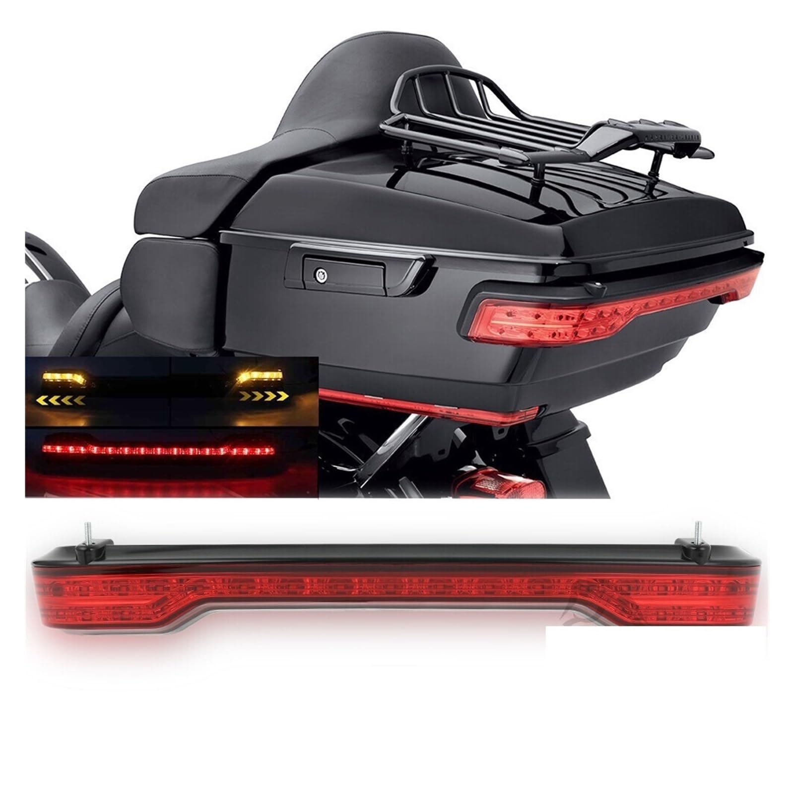 Feu arrière LED pour Moto Tour-Pak King Tour Pack, feu de Stop, Clignotant, feu arrière Rouge pour Har&Ley Touring 2014-2019 Tri Road Glide Frein Signals