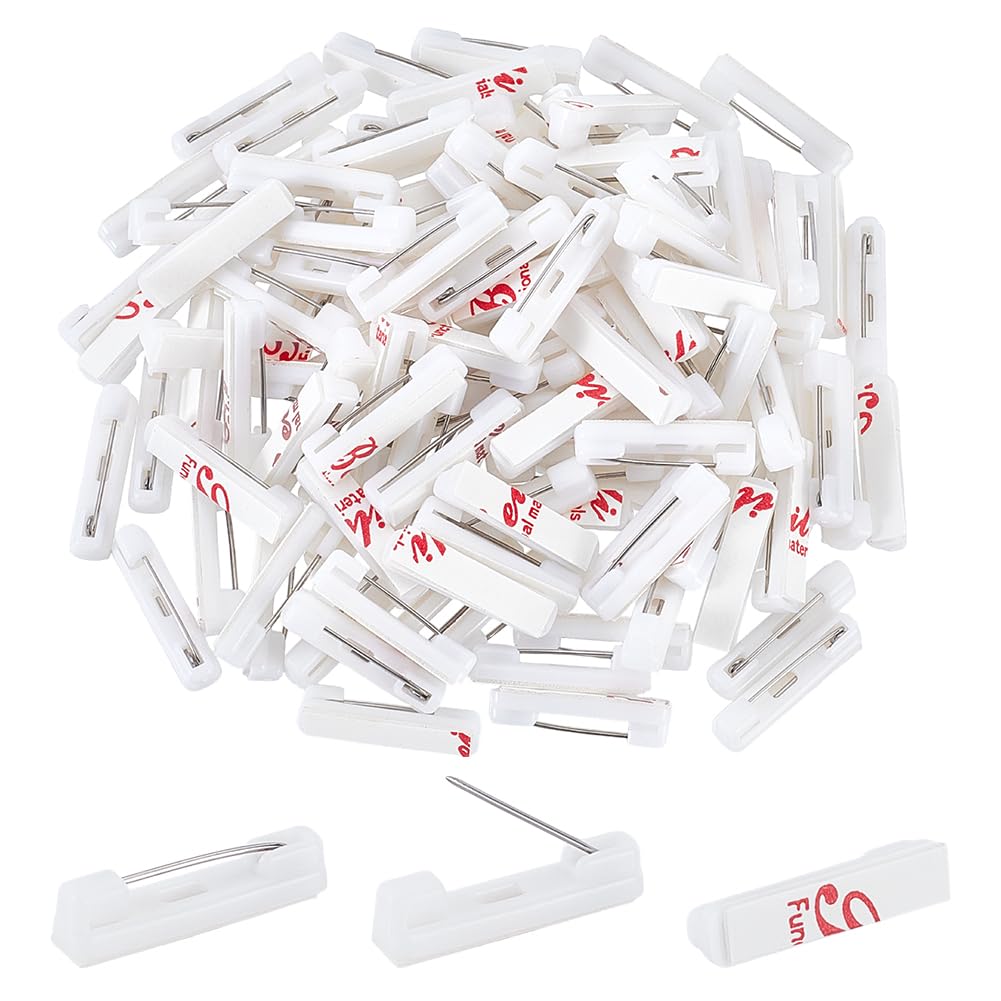 PH PandaHall 120pcs 22mm Safety Bar Pins Adhesive Pin Badge Backs Brooch Pins for Crafting Safety Pins for Id Badges, Brooch, Name Tags, Ribbons, Clothes