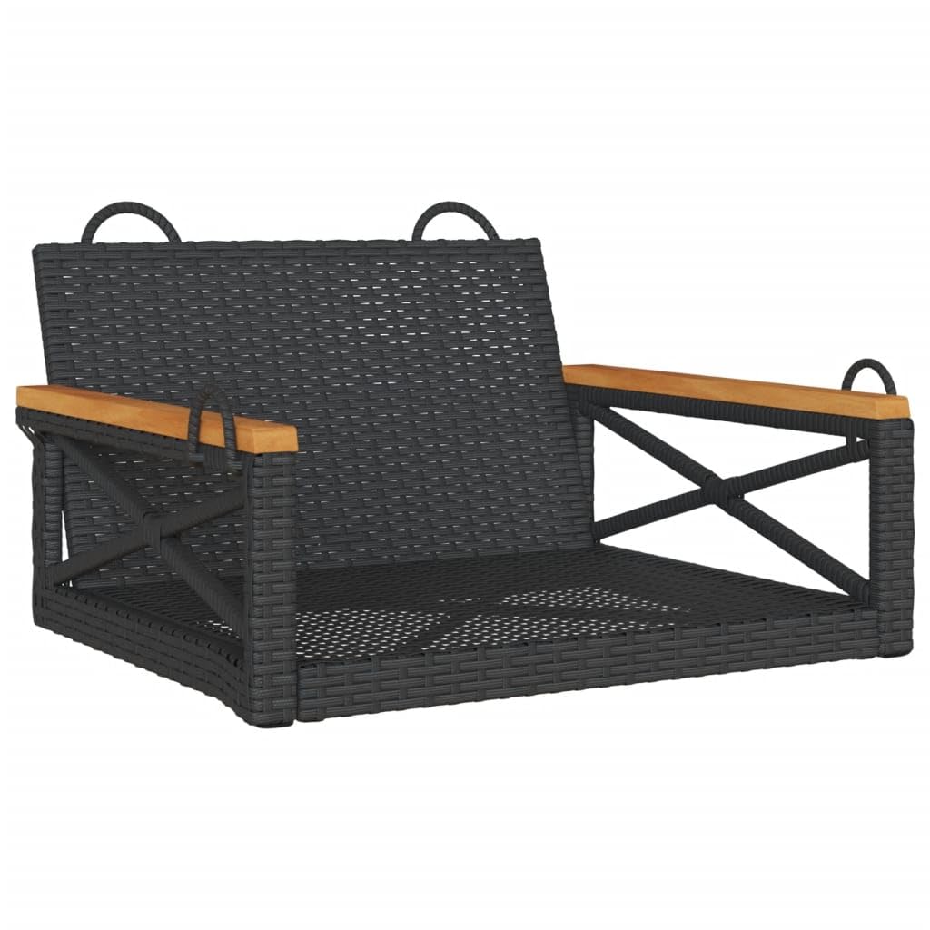 Banco Columpio de ratán sintético Negro 63x62x40 cm, Columpio Jardin Exterior, Balancin Jardin Exterior, Muebles Jardin Exterior, Balancin Balcon - 368170