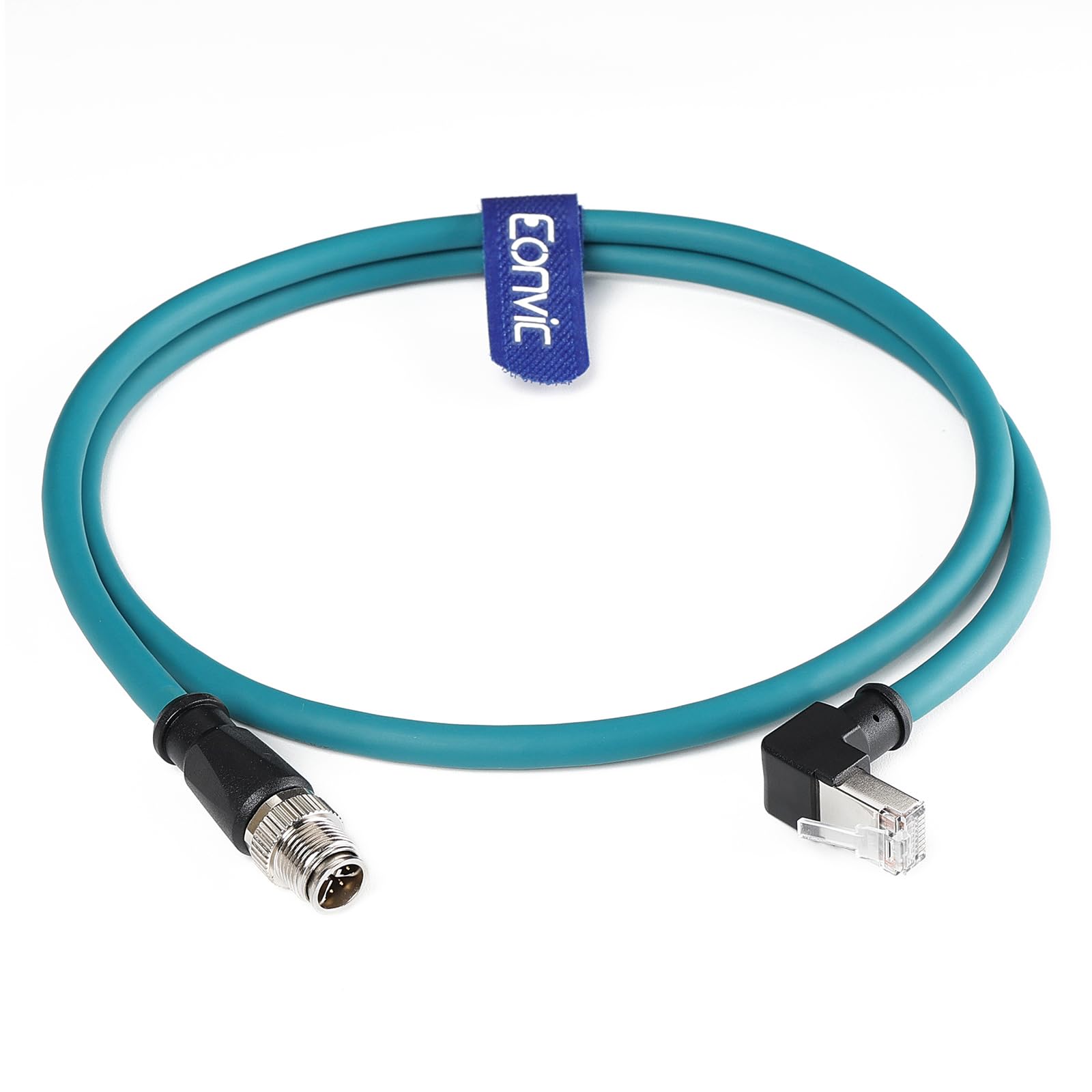 Eonvic Ethernet Shielded Cable M12 X-Type 8 Position to RJ45 Waterproof Industrial Network High Flex Cable for Cognex