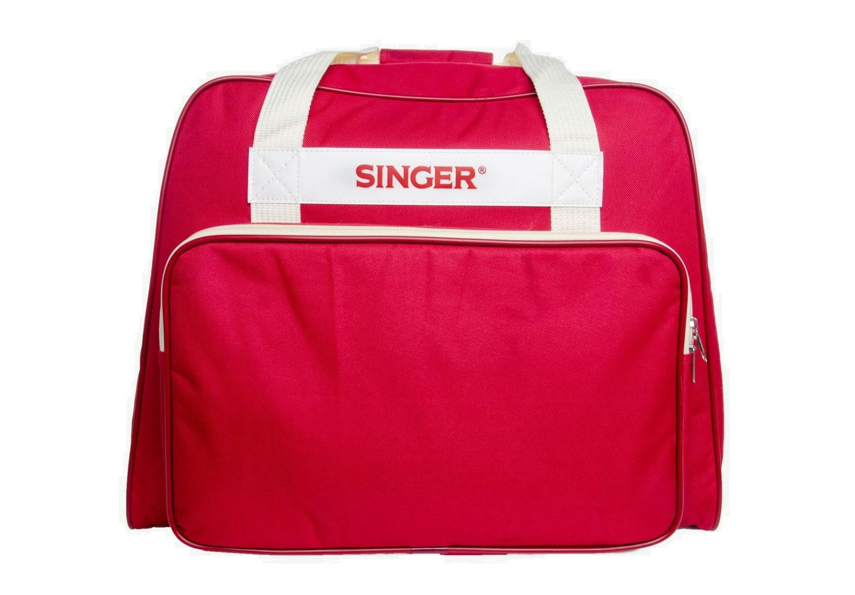 Borsa per macchina da cucire Singer semirigida in tessuto, con tasca accessori, color rosso mattone, 45 x 25 x 33 cm