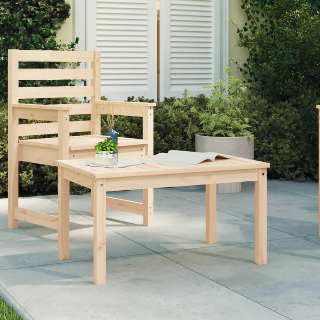 SXZenSpace 45 cm High Outdoor Solid Pine Coffee Table 82.5 x 50.5 cm, Rustic Brown Bistro Patio Side Untreated Wood for Garden Balcony Terrace