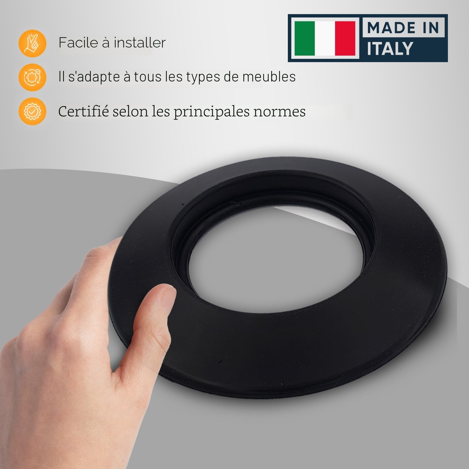 TYGERIX® Rosace Murale en Silicone Noir 120 et 125 mm | Rosette flexible pour couvrir les tuyaux de chaudière, les poêles et tout système | Résistance aux hautes températures | Indéformable | Certifié