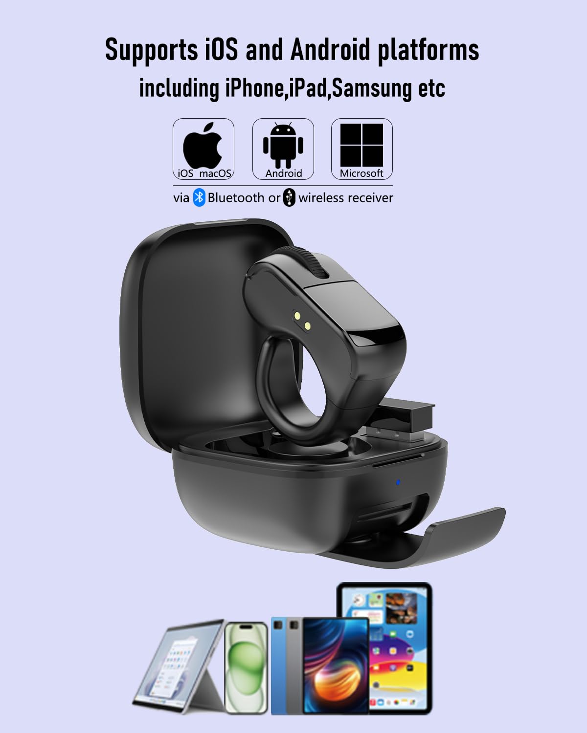 Tiktok Scroll-Ring, Air-Fingerring-Maus mit Touchpad, Bluetooth/kabelloser Scroller für iPhone/Android/PC, Fernbedienung für Kamera/Videoaufnahme/Kindle-App (schwarz)