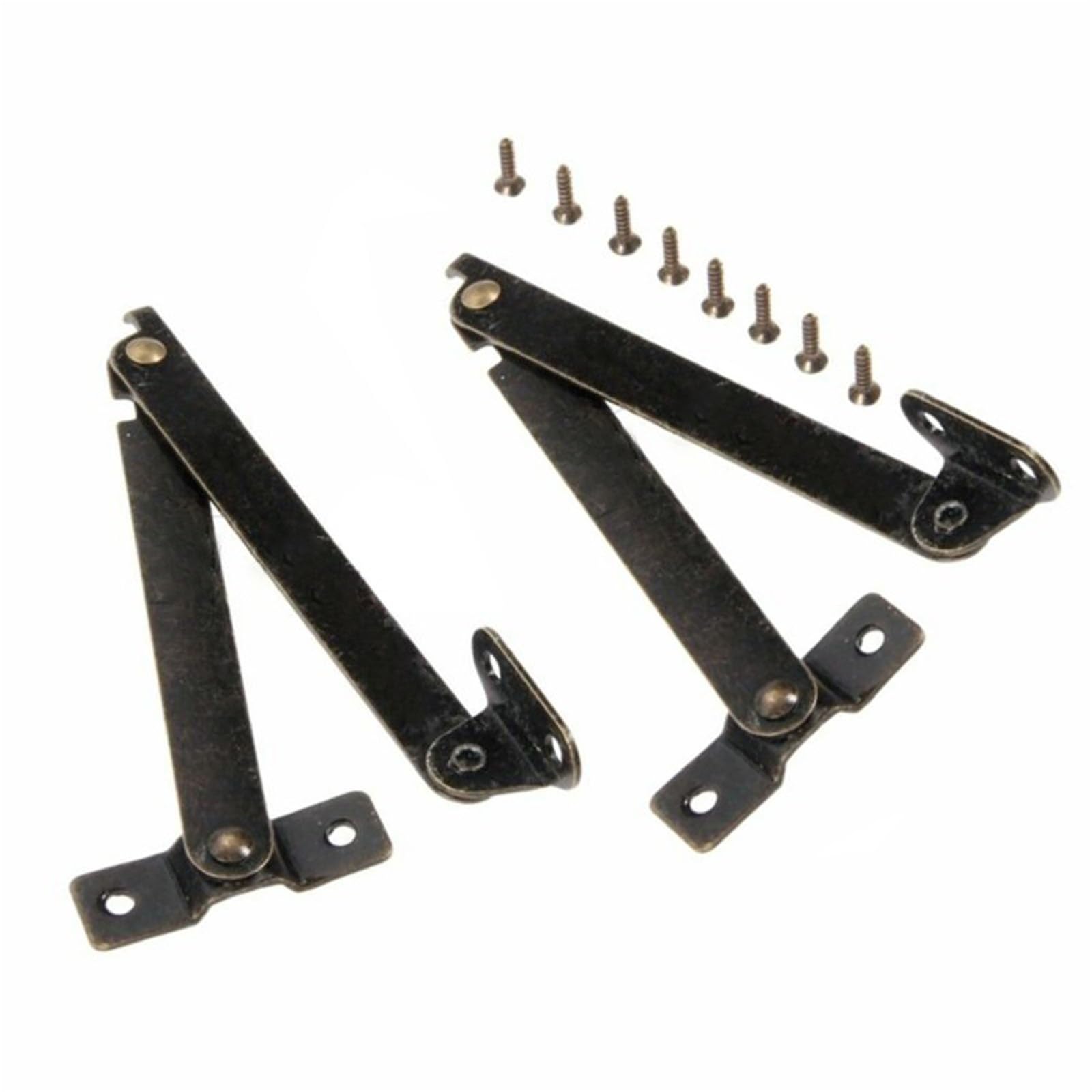 2PC Bronze Lid Support Hinges, Kitchen Cabinet Door Support Rods, Adjustable Hinges, Furniture Hardware Accessories with Screws.