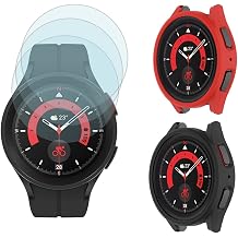 SHUAXI Screen Protector 3+2Pack Compatible for Samsung Galaxy Watch 5 Pro 45mm case,Tempered Glass Film Anti-Scratch High Definition Full Coverage and 2 Soft TPU Protective Case