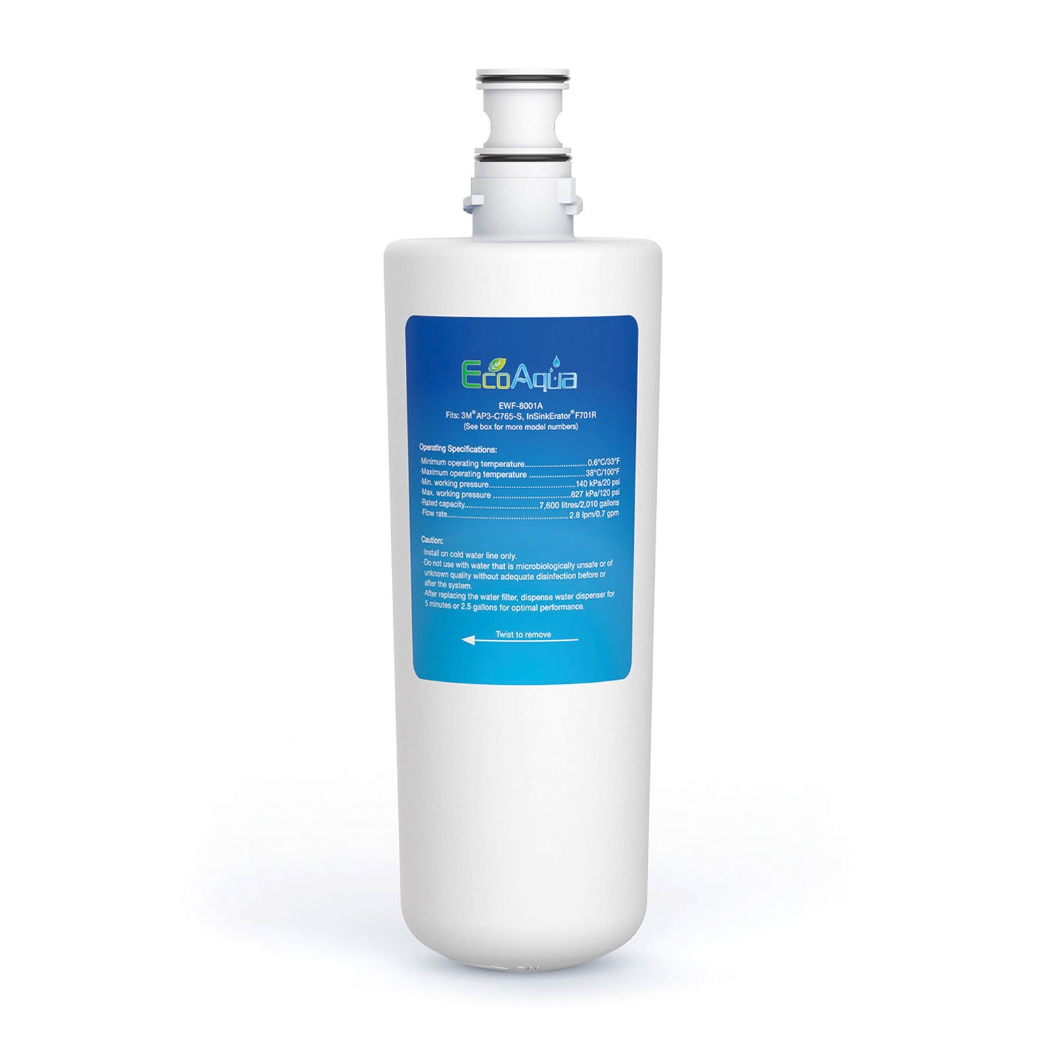 Filtre d'Eau EcoAqua EWF-8001A anti-tartre compatible InSinkErator F-701R