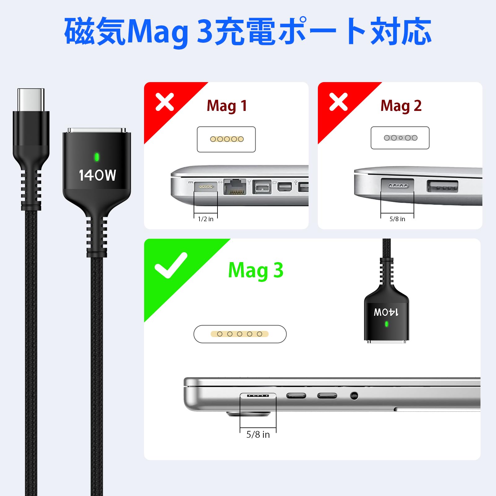 Amazon.co.jp: Haoano 140W Macbook Pro充電ケーブル 0.9M USB-C to