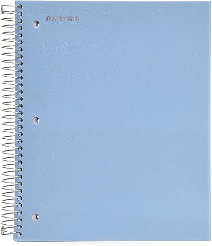 Mintra Office Cuadernos de espiral duraderos, 5 materias (hielo ártico, 1 paquete de rayas anchas)
