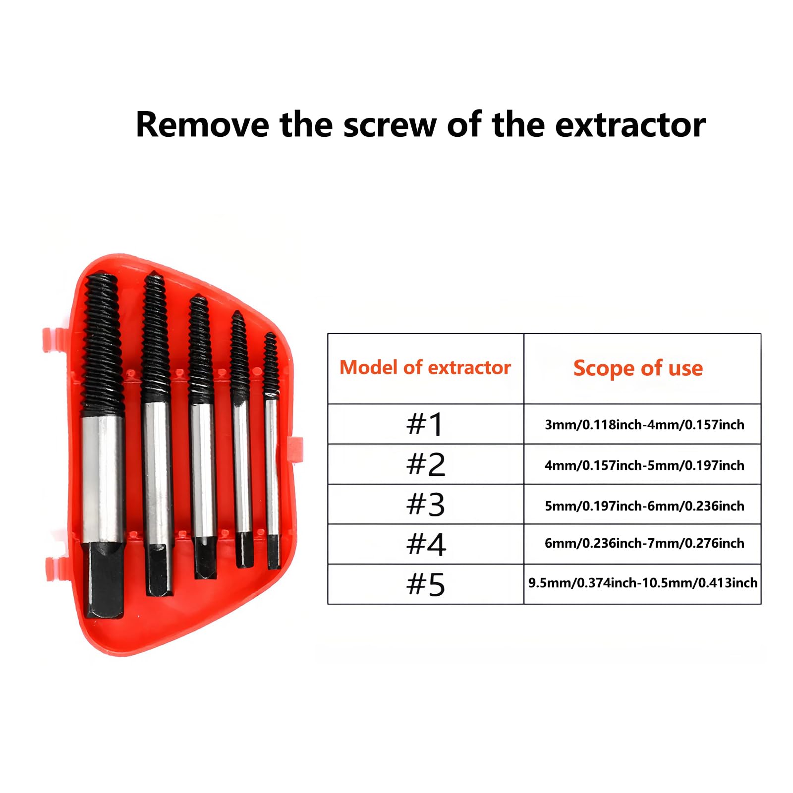 5 Piece Screw Extractor Set, Professional Left Extractor Set, Screw Extractor for Removing Damaged, Rusty, Fixed or Broken Screws