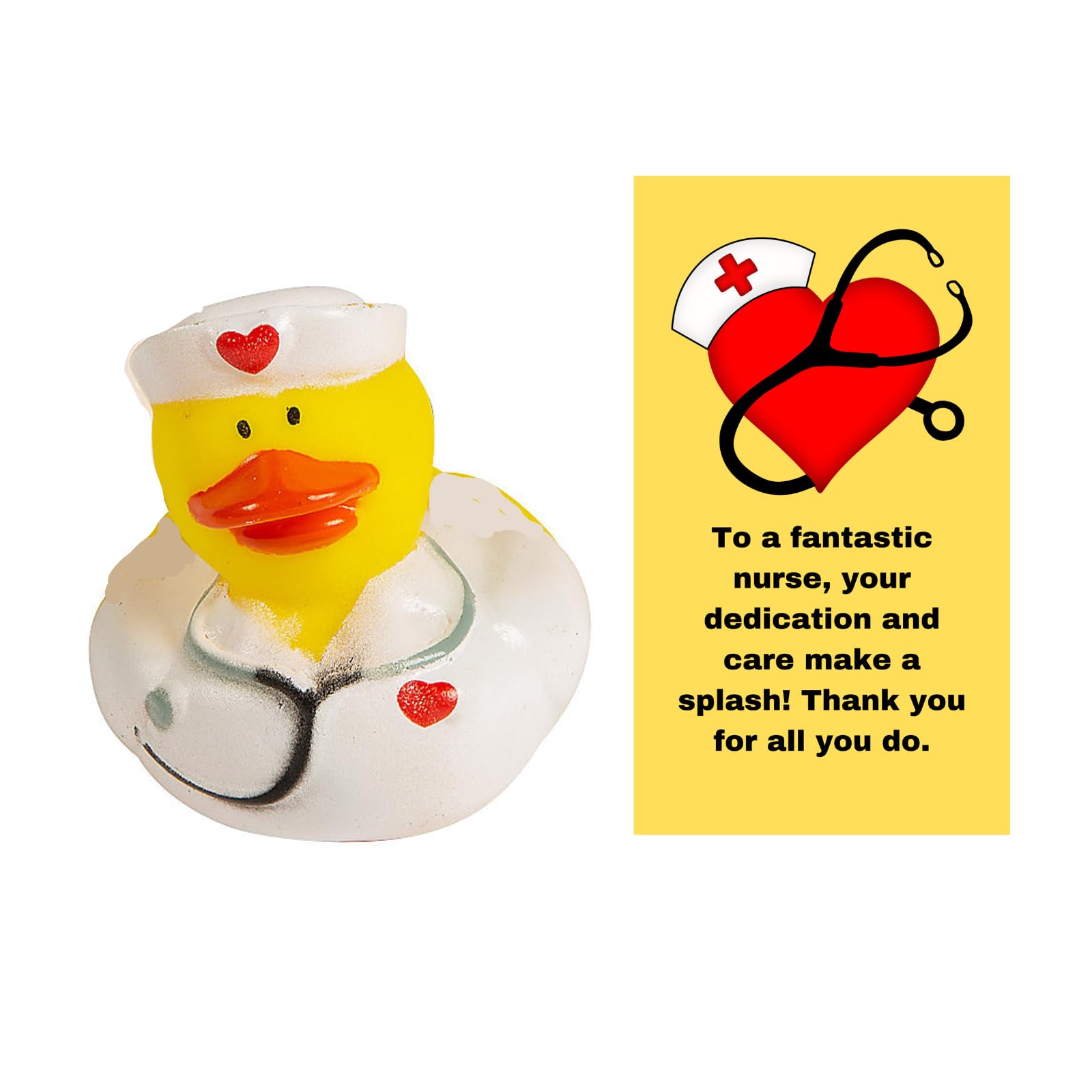 Biblebanz 12-Piece Mini 2" Nurse Duck And Card Gift Set, To a Fantastic Nurse, Rubber Ducky, Perfect Gifts for Nurses, Doctors, Dentists, and Dental Hygienists