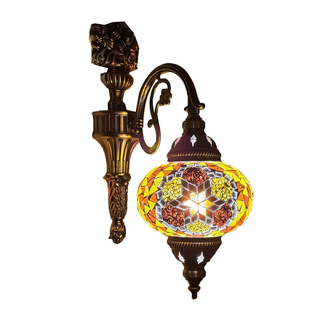 GAUUA Bohemian Mosaic Color Glass Indoor Wall Lamp forHotel Restaurant Hall Bedroom Walkway And Bar Unique Wall Lighting Decor