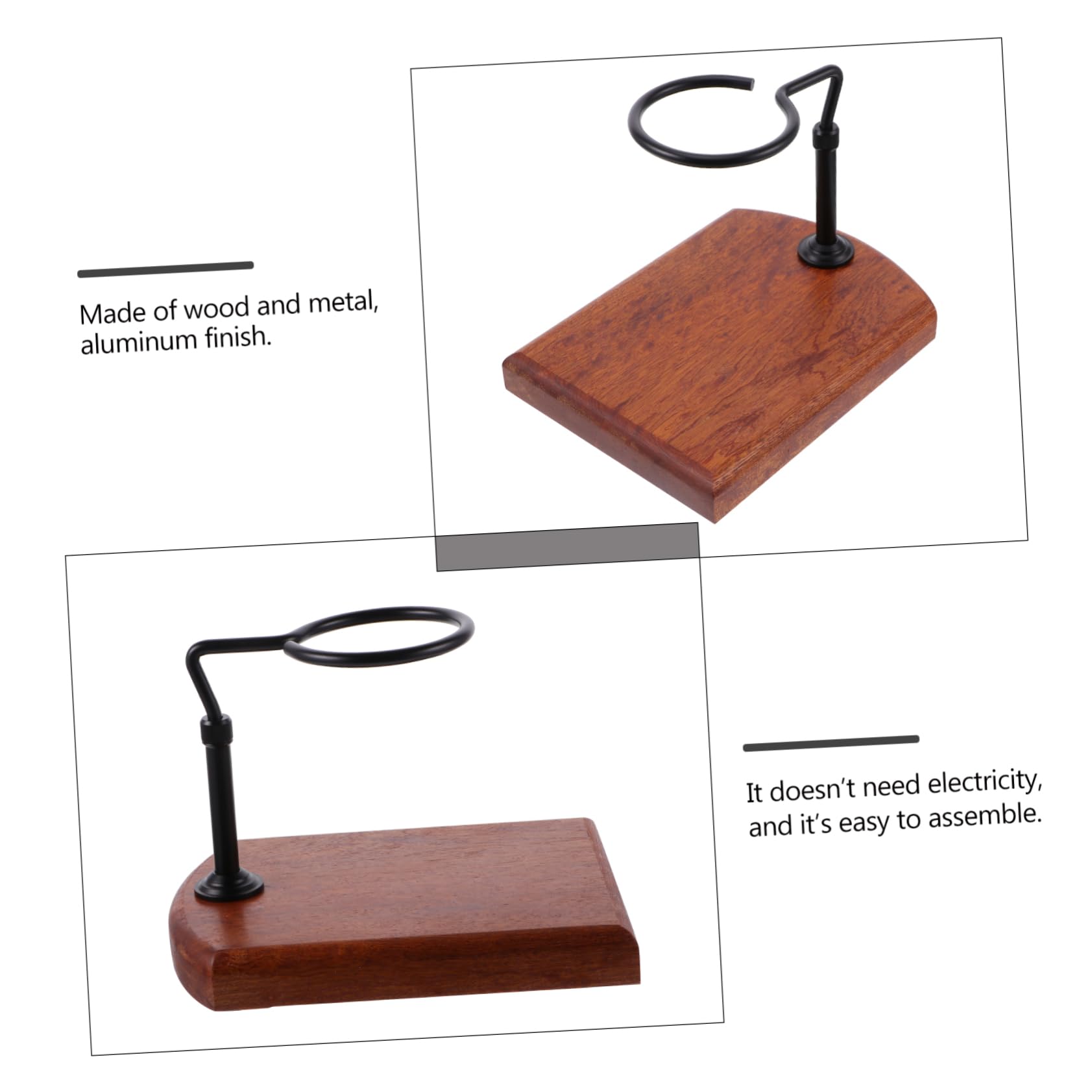 Veemoon Soporte Ajustable sin Electricidad, Fácil de Limpiar de Madera y Aluminio para Filtro de Café Manual Adecuado para Preparar Café Suave en Casa