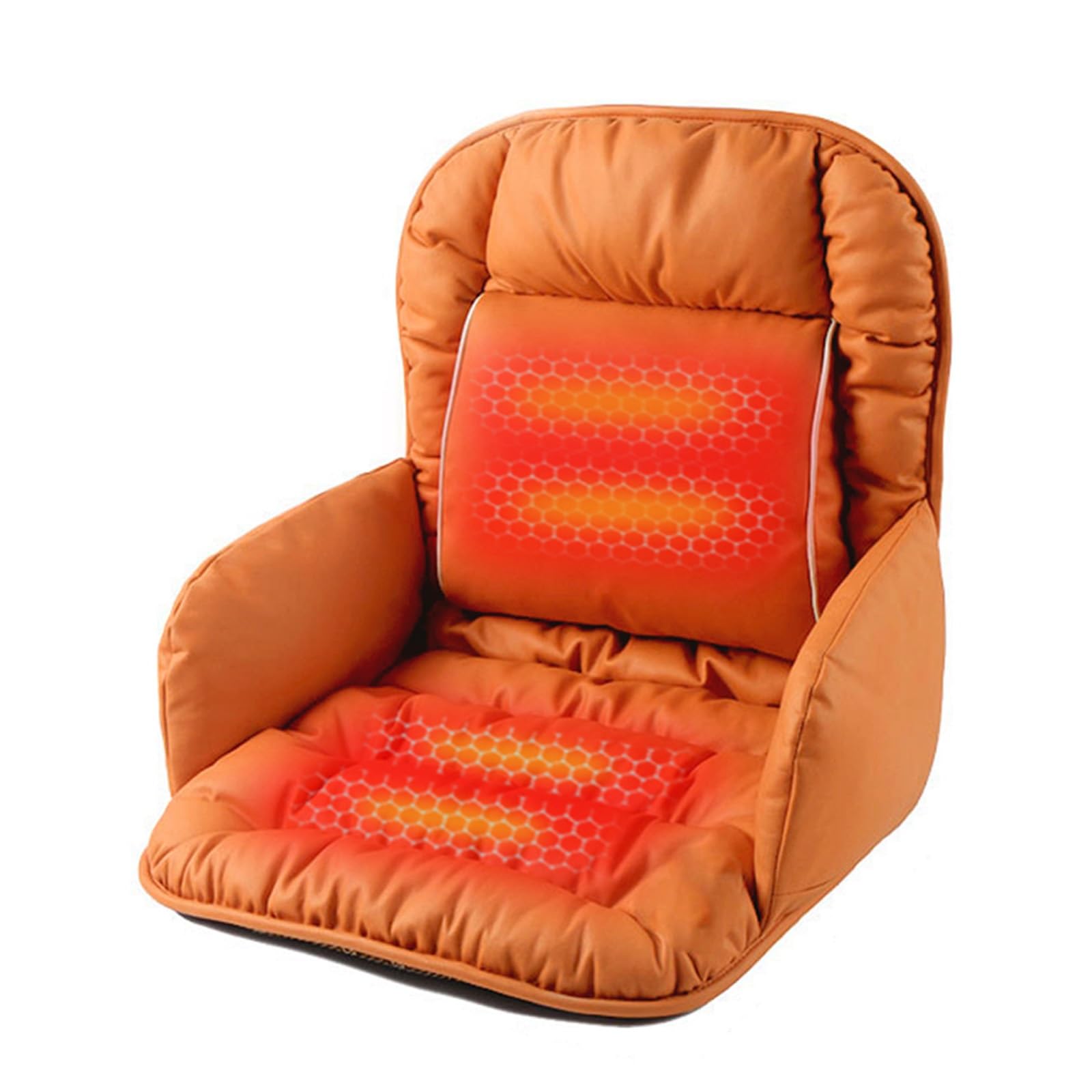 Sitzheizung Bürostuhl mit Lendenwirbelstütze, Sitzheizung für Stühle und Rückenlehnen für das Büro mit Dreistufiger Temperatureinstellung für Zuhause(Orange)