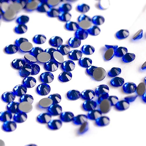 Miniatura 3 de Hotfix - Diamantes de imitación de cristal, con parte trasera plana, gemas redondas de fijación en caliente para ropa y manualidades (zafiroazul,