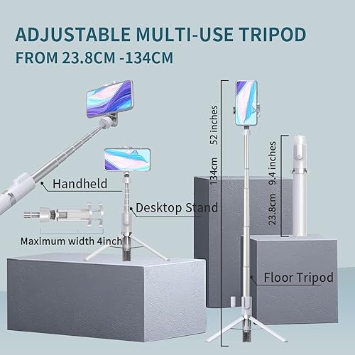 Miniatura 2 de Trípode para selfie stick con control remoto, trípode para teléfono con soporte extensible para teléfono, trípode portátil para selfie para iPhone,