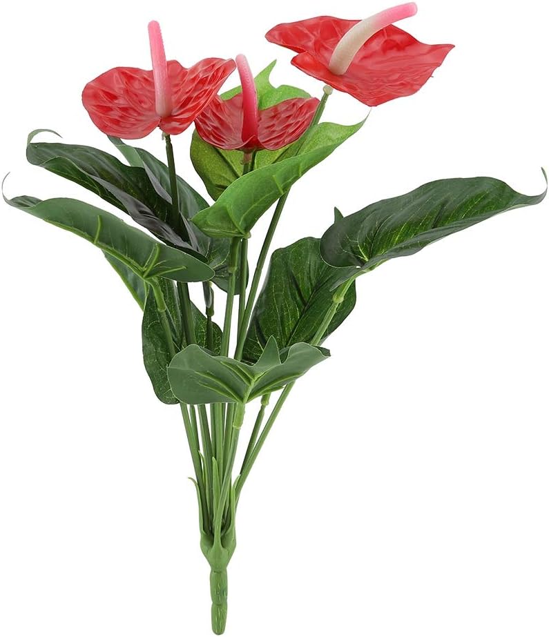 Plastic Artificial Plant Fake Red Anthurium Flowers Bouquet Wedding for Home Garden Decor