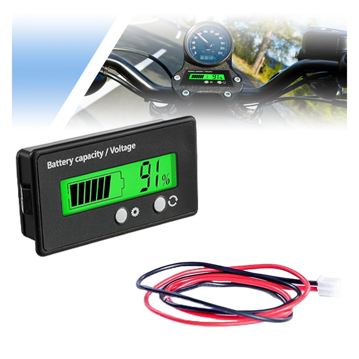12V 24V 48V 60V 72V 84V Golf Cart Battery Capacity Voltage Monitor with Alarm, Battery Capacity Gauge Indicator LCD Display for Battery&Lead-Acid Batteries