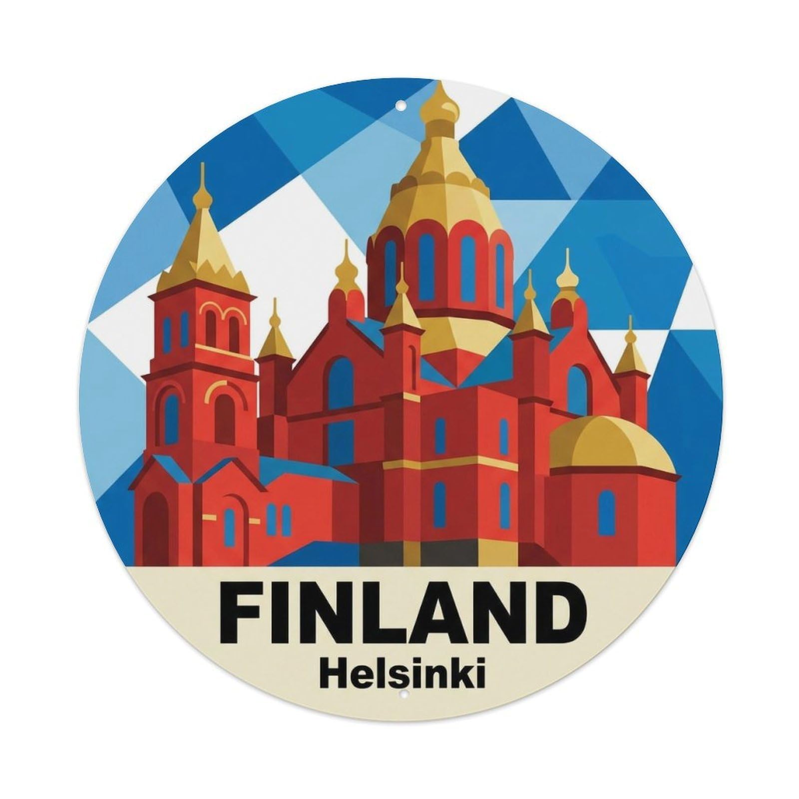 Vintage Travel Finland Imperial Metal Tin Sign Plaque Wall Decor for Cafe, Club, Garden Round Metal Poster 8x8Inch