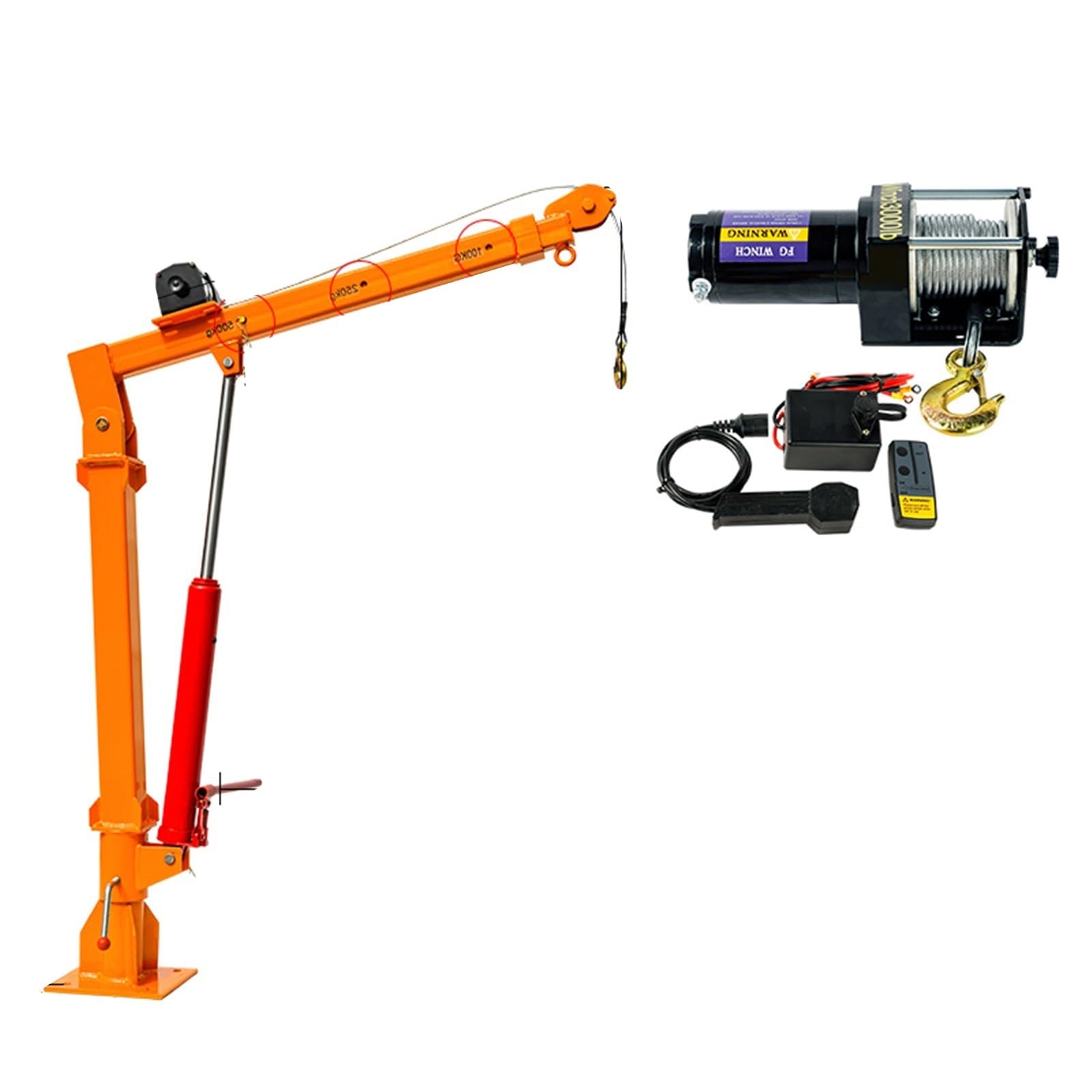 Treuil électrique 12 V 24 V 220 V C portable monté sur véhicule, treuil hydraulique de 500 kg, mini C domestique pour levage de charges lourdes et transport facile
