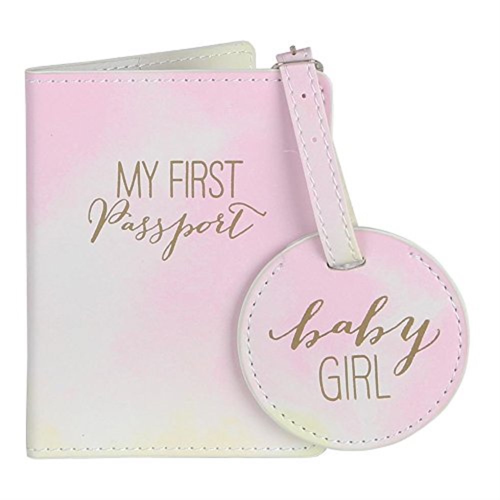 First Passport Cover & Luggage Tag Set - Pink