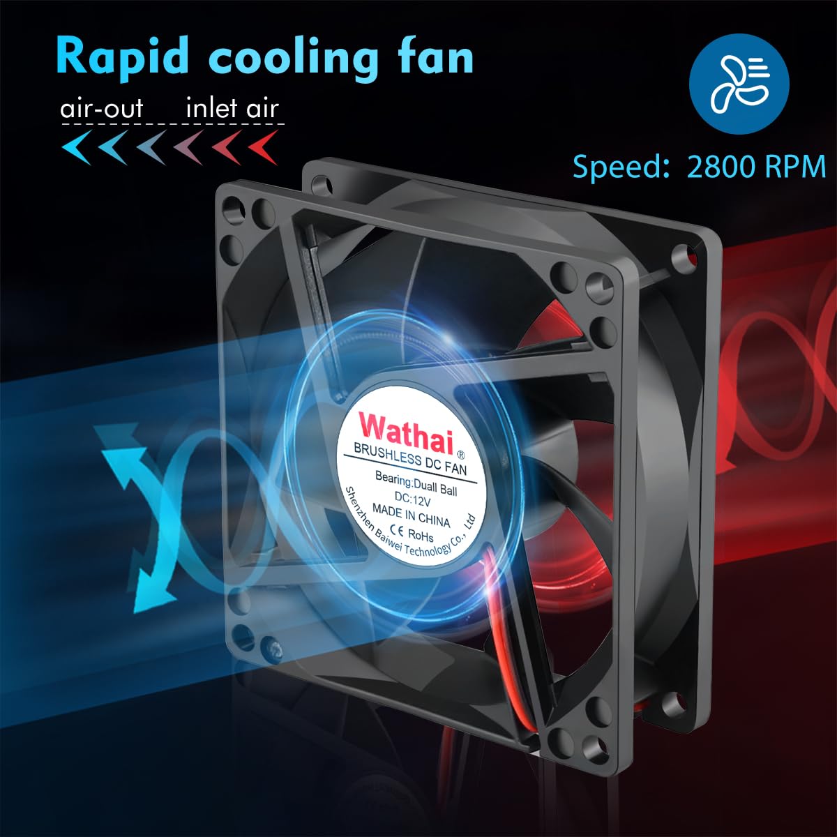 Snapklik.com : Wathai 80mm X 25mm DC Brushless Cooling Fan 12V 2Pin ...