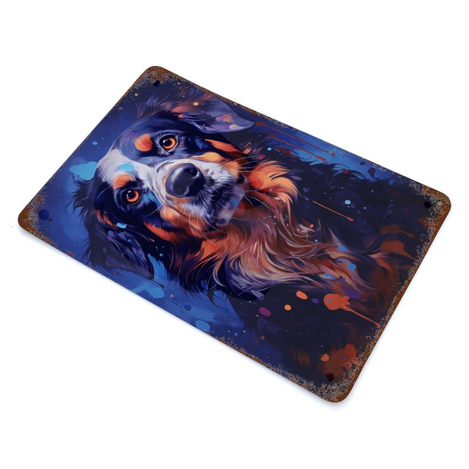 Beagle Dog Painting Retro Metal Sign 11.8"x7.9", Rustic Home Decor for Garage, Pub Or Kitchen