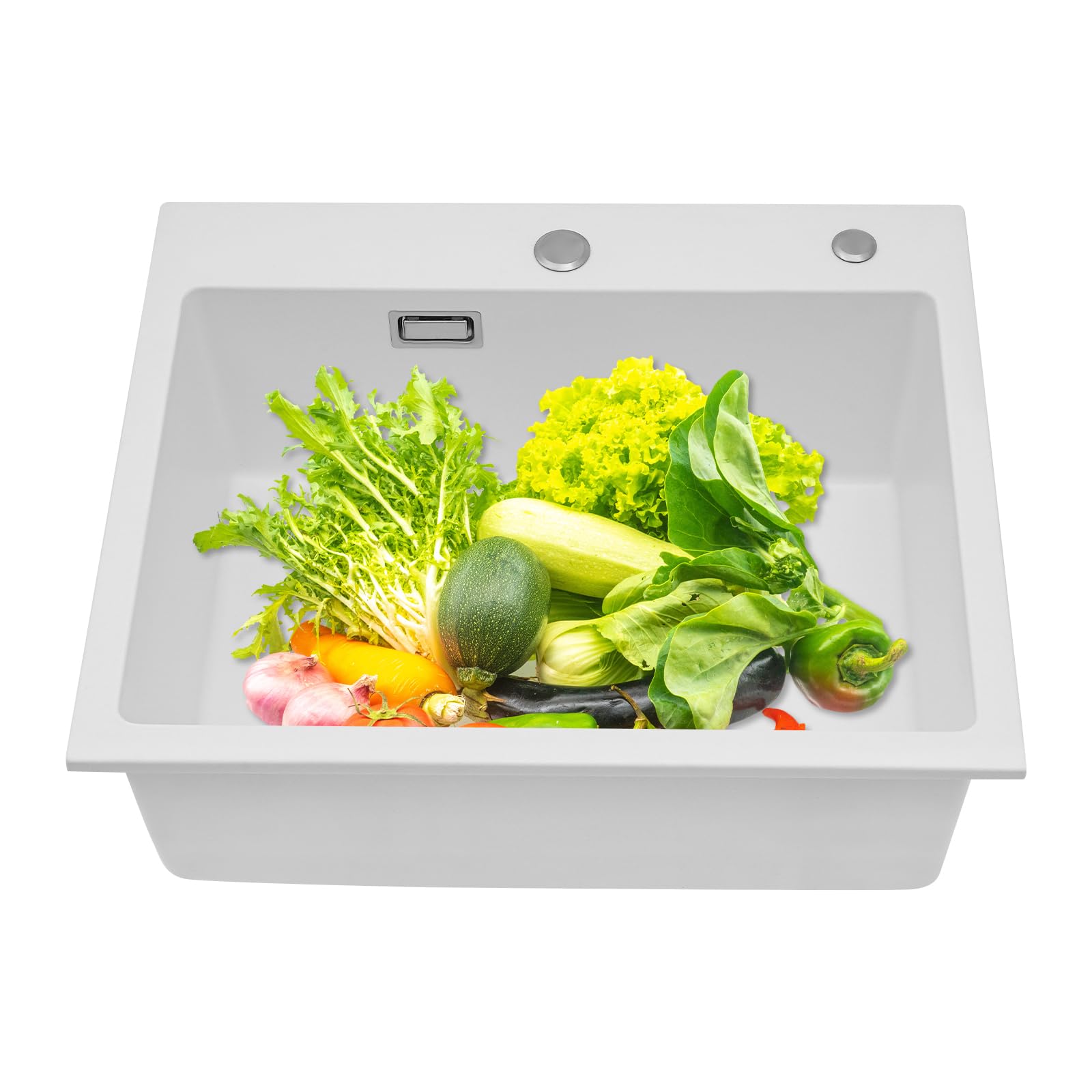Fregadero de granito de 55 x 45 cm, fregadero de cocina, fregadero de cocina, fregadero de cocina con kit de desagüe, lavabo multifunción para hogares, restaurantes, bares