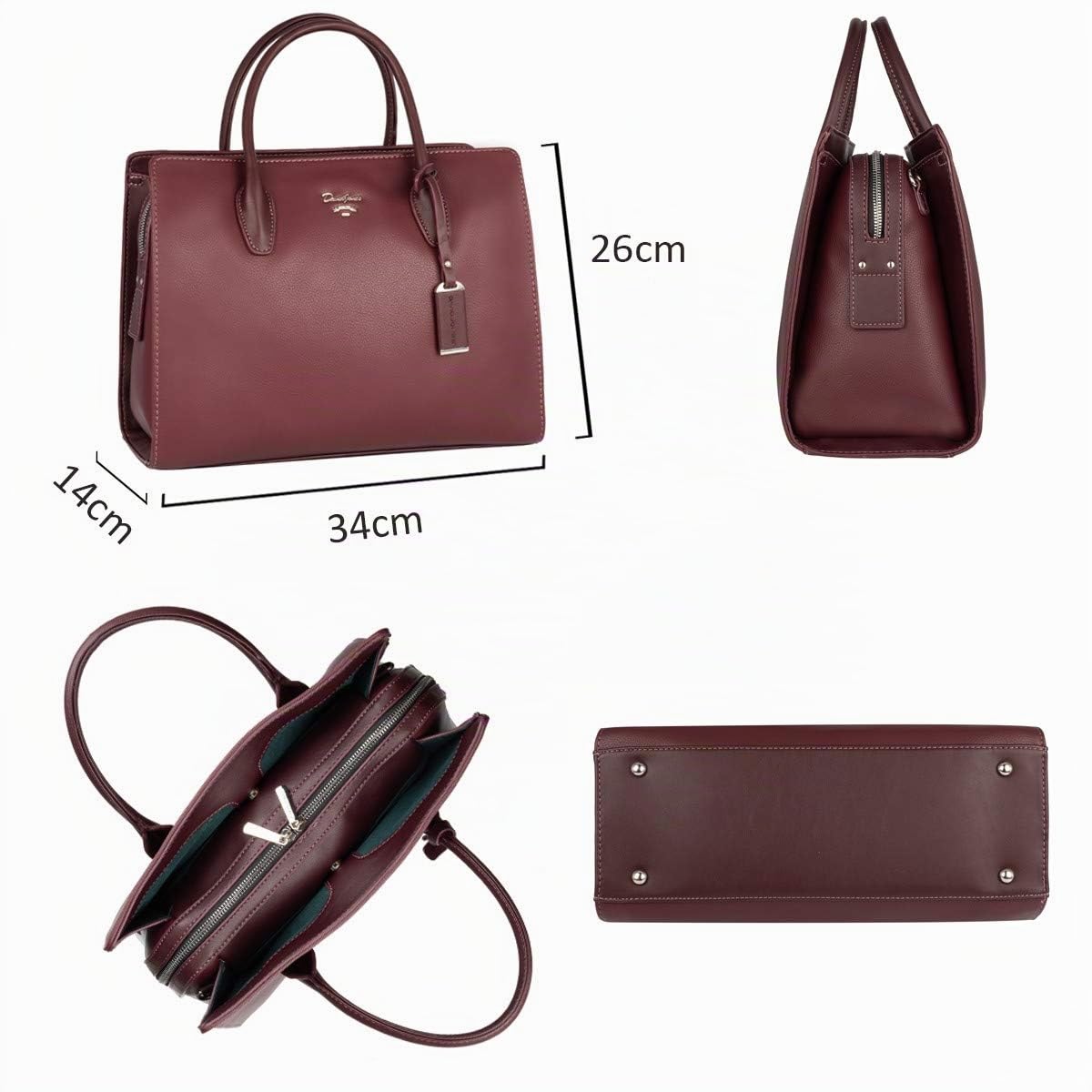 David Jones - Bolso de Mano Grande Mujer - Señora Tote Shopper Piel Cuero PU - Bolsos de Hombro Bandolera Múltiples Bolsillos - Trabajo Moda Asa Superior - Rosa