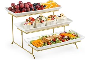 LAUCHUH - Three Tiered Serving Tray Stand for Display, Dessert, and Fruit