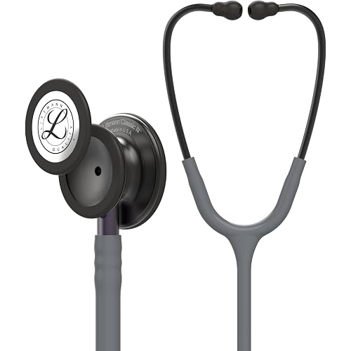 3M Littmann Classic III Monitoring Stethoscope, 5873, More Than 2X as Loud, Weighs Less, Stainless Steel Smoke-Finish Chestpiece, Grey Tube, 27" Violet Gray Stem, and Smoke Headset