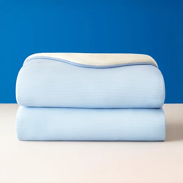 DOWN HOME Cooling Comforter Queen Size, Cooling Blanket for Hot Sleepers Summer All-Season, Q-max>0.4 Double-Sided Cold Lightweight Comforter for Night Sweats Soft Breathable (Blue Stripes, 90"x90")