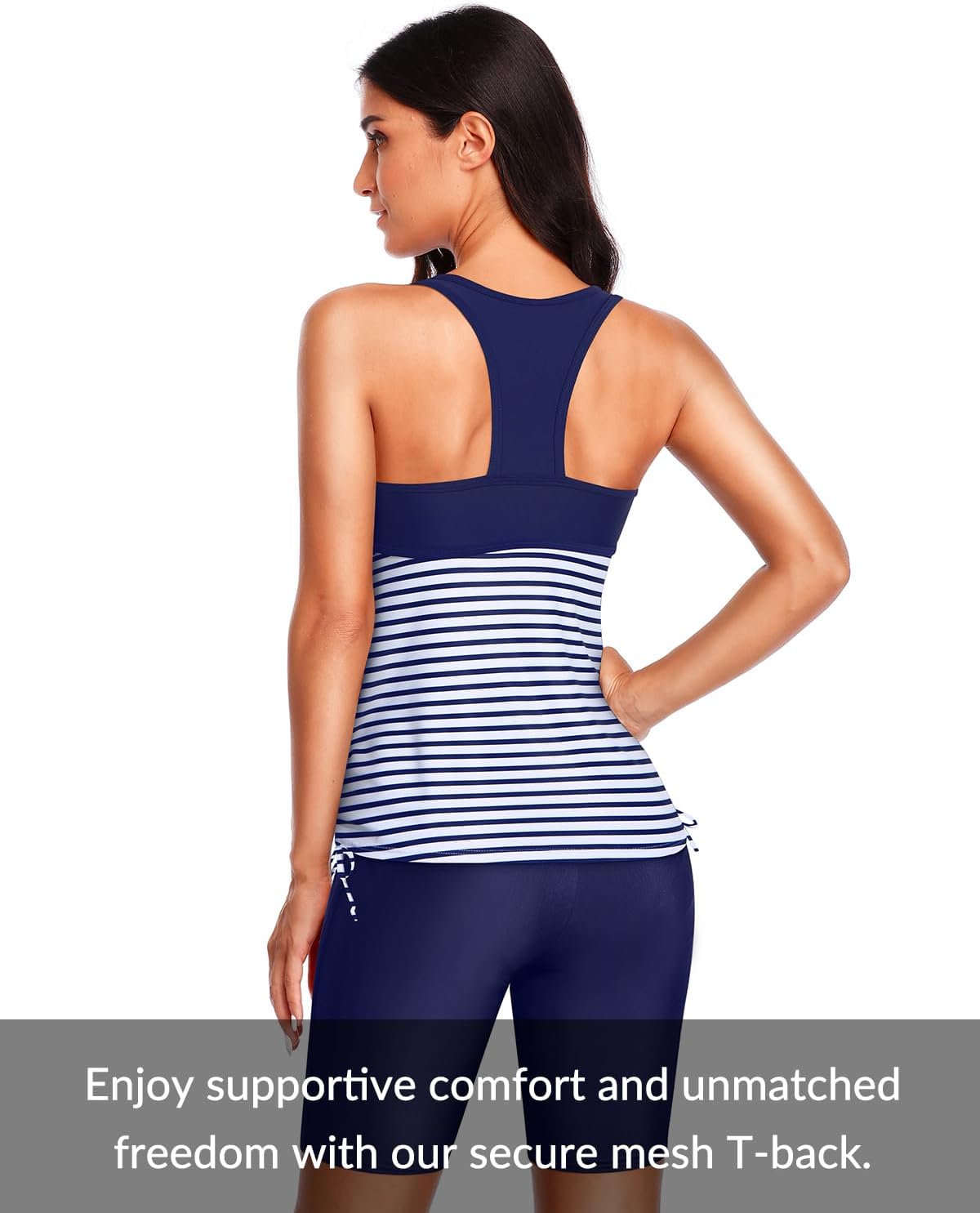 Yonique Women Two Piece Tankini Swimsuits with Shorts Athletic Bathing Suit with Swim Shorts Racerback Swimwear - Image 2