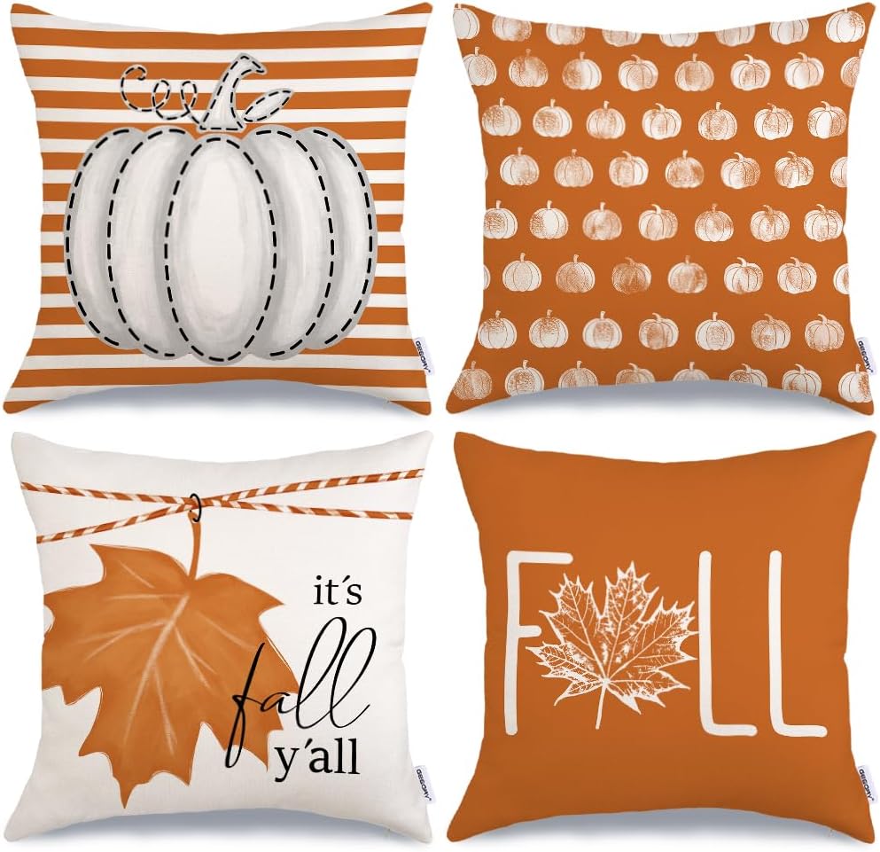 GEEORY Fall Decorative Throw Pillow Covers 16 x 16 Inch Set