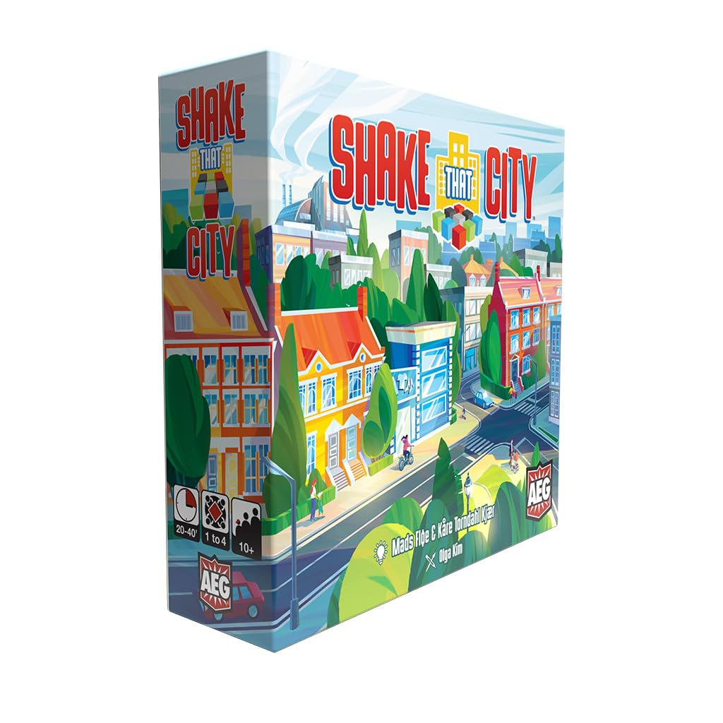 AEG Shake That City | Design the best City Block by selecting a Pattern from the Cube Shaker | Family Puzzly Tile-Laying Game | 1-4 Players | Ages 10+