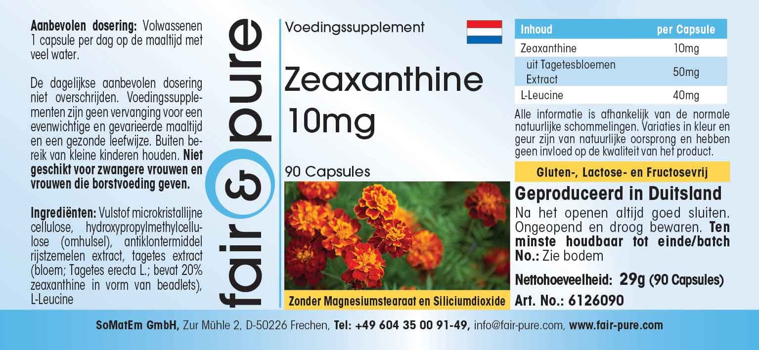 Fair & Pure® - Zeaxantina 10mg - Naturale - da fiore di calendula - Vegan - 90 Capsule