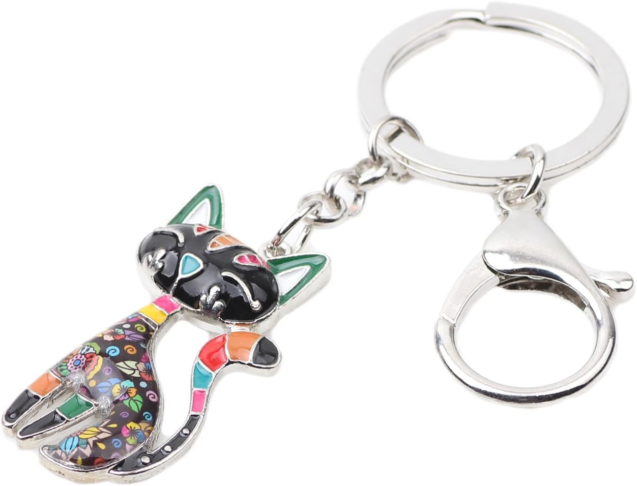 BONSNY Enamel Alloy Chain Cat Key Chains For Women Car Purse Handbag Charms keychains Gifts - Image 2
