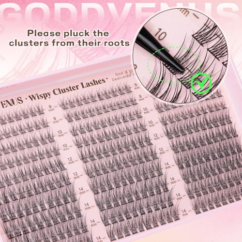 Image of Lash Clusters Wispy 9-14mm Eyelash Clusters Natural DIY Cluster Eyelash Extensions Lash Individual 300pcs Short C Curve